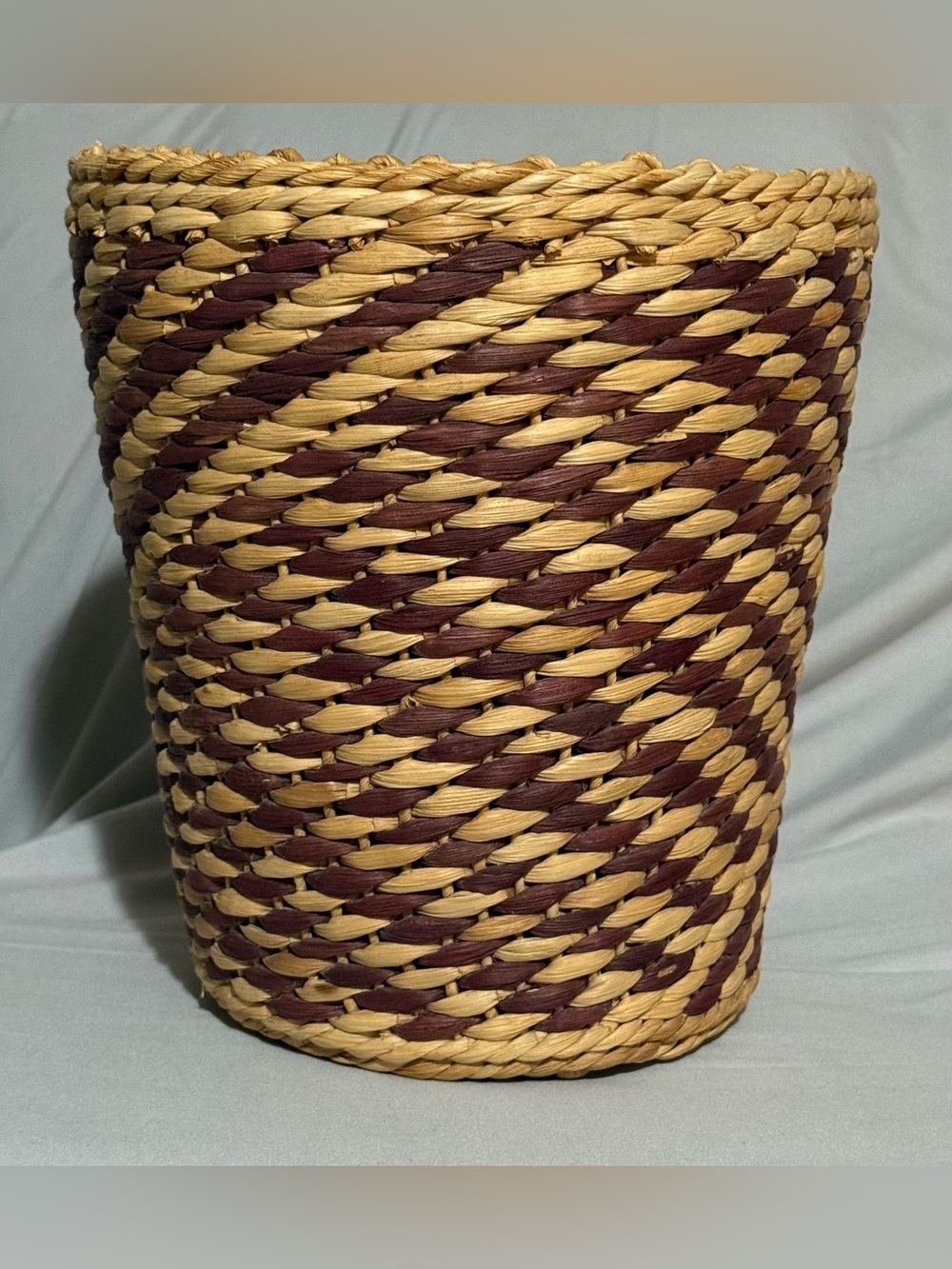 Woven Two-Tone Storage Basket - Natural and Brown